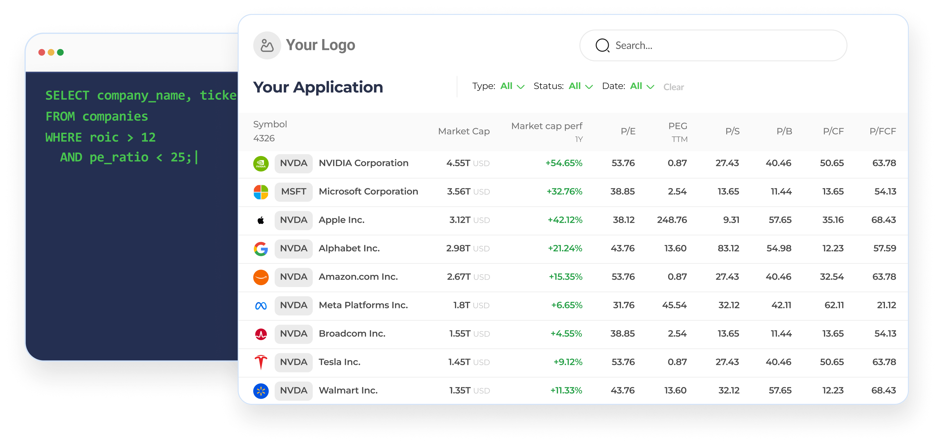Financial Data Application Interface